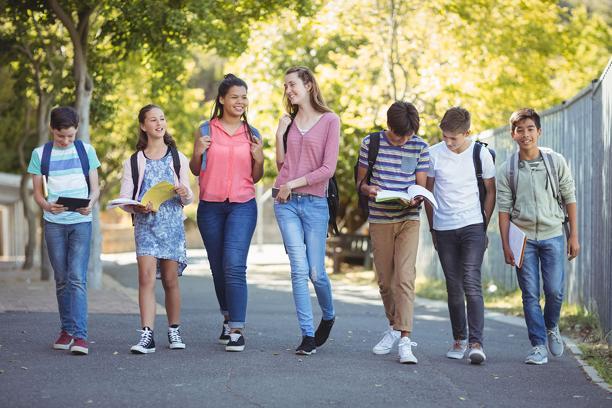 Group of teens walking together